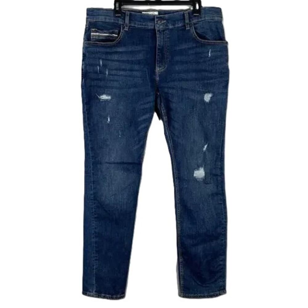Sun + Stone Jeans Men's 36x30 Slim-Fit Distressed Blue Denim Riverview Wash NEW